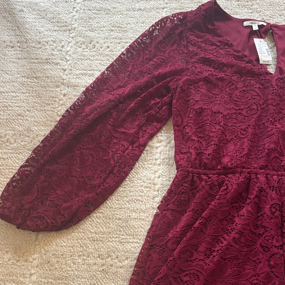 Maurices Burgundy Lace Romper - Picture 3 of 5